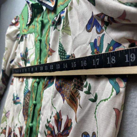 Boho Kelly Green Dress Womens Small Long Sleeve Indie Granola‎ Vintage Botanical - Picture 8 of 10
